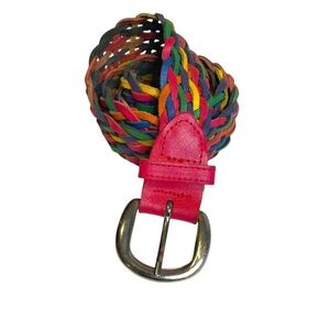 Rainbow Colour Leather Braided Belt 🤍